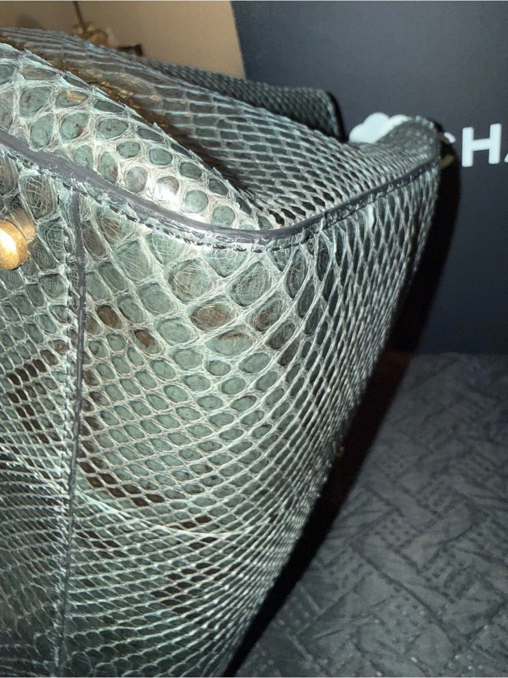Chanel Dark Green Python Large Neo Executive Tote